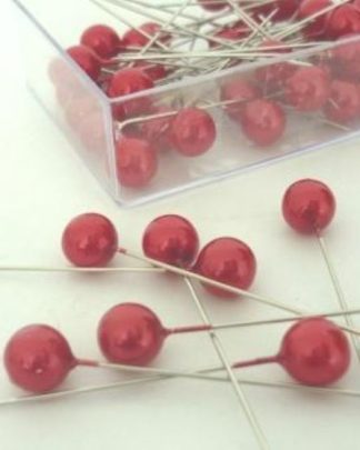 ALFINETES PEROLA VERMELHO 10