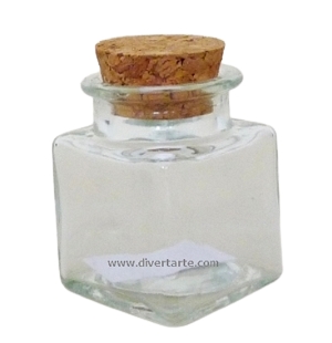 Frasco Quadrado 50 ml rolha de cortiça