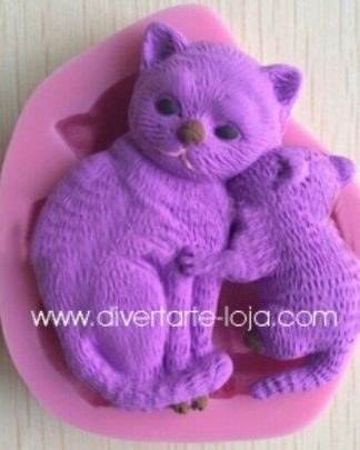 Gatinha com filhote Molde Silicone