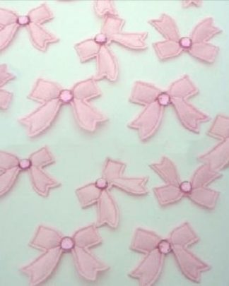 Laço de cetim rosa com brilhante