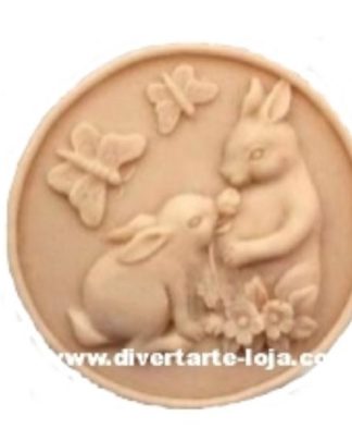 Coelhinha com filhote molde silicone