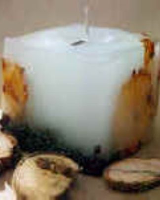 VELA COM ELEMENTOS SECOS LARANJA  6 cm x 12 cm