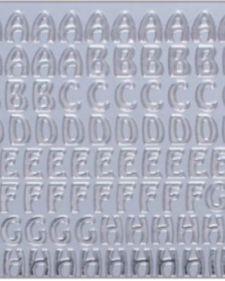 Alfabeto Letras Maiusculas Prateadas Autocolantes com brilho