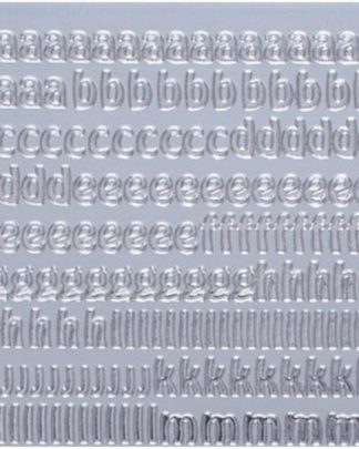 Alfabeto Letras Minusculas Prateadas Autocolantes com brilho