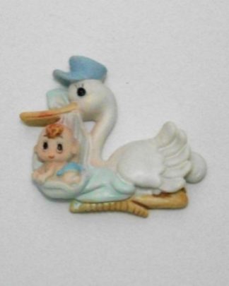 Cegonha com menino 1 resina