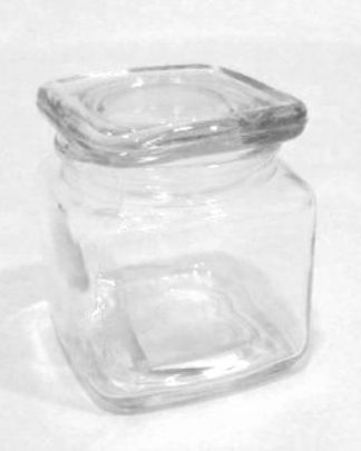 Frasco 250 ml quadrado tampa pressão em vidro