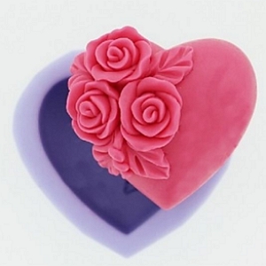 .Coração 3 Rosas molde sabonete