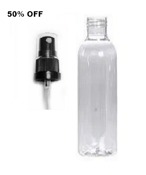 Frasco PET transparente 125 ml tampa preta vaporizadora – Spray