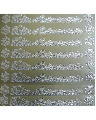 Autocolante Feliz Aniversario Dourado