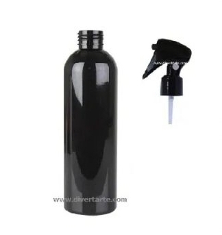 Frasco PET 125ml preto tampa spray pistola