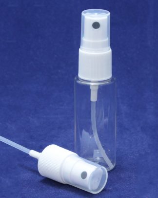 Frasco PET transparente 30 ml com vaporizador branco