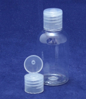 Frasco PET 50ml transparente tampa flip-top
