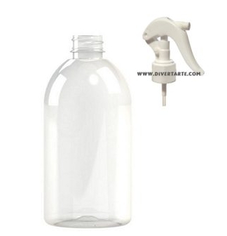 Frasco 500 ml transparente com tampa vaporizadora pistola