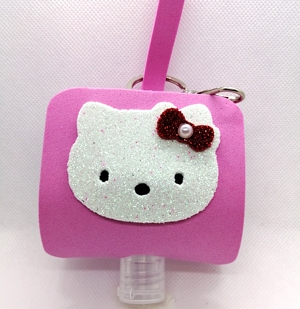 Bolsinha Rosa com cara Kitty branca brilhante