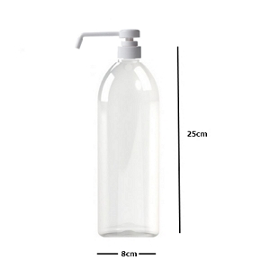 Frasco PET transparente 1 litro com doseador longo