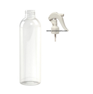 Frasco 500 ml transparente alto com tampa vaporizadora pistola branca