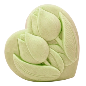 Molde Silicone Sabonete Coração com Tulipas