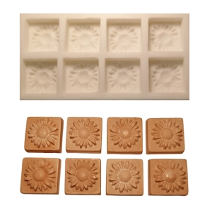 Sabonete Mini Quadrado com Flor - 8 cavidades