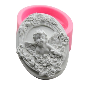 Molde Silicone Moldura com Anjinho com flores