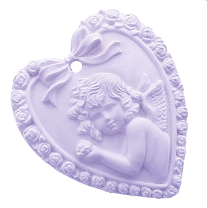 Molde Silicone placa gesso perfumado Coração com Anjo da Guarda