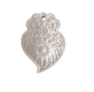 Coração de Viana médio com flor em gesso perfumado