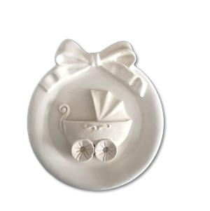 Moldura redonda com carrinho de bebe